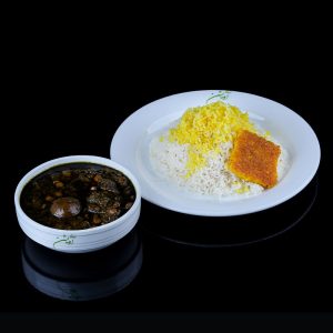 چلو خورشت قرمه سبزی آویشن